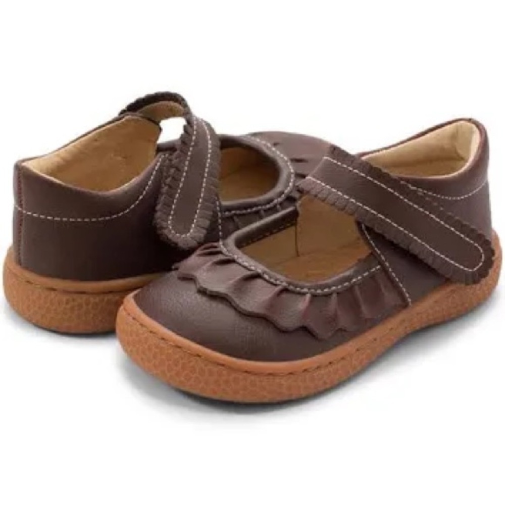 Livie & Luca Chocolate Ruche Mary Jane Shoes